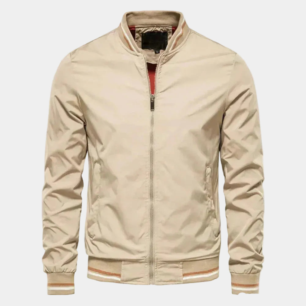 Men's Bomber Jacket with Ribbed Collar