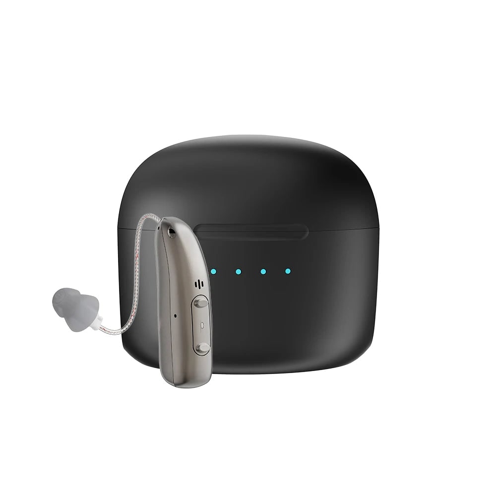 Bluetooth Hearing Aids with Noise Reduction Rechargeable Battery and Behind the Ear Design