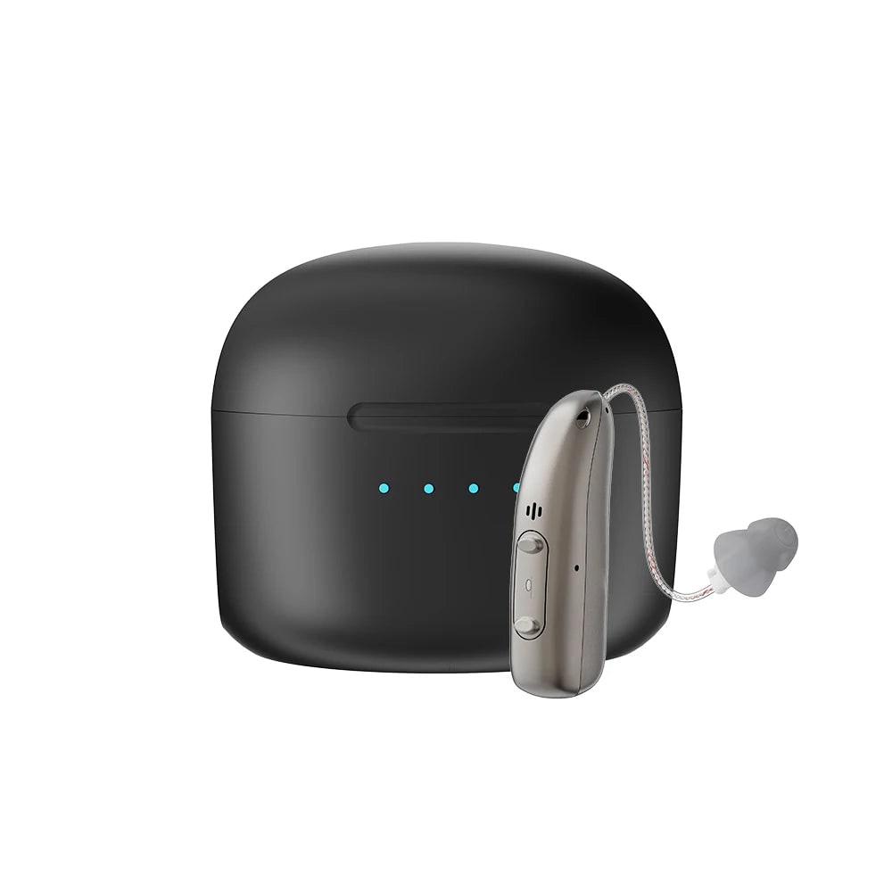 Bluetooth Hearing Aids with Noise Reduction Rechargeable Battery and Behind the Ear Design