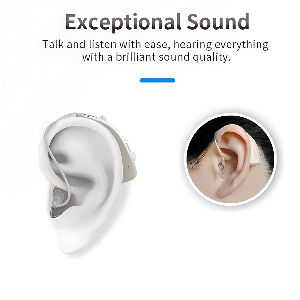 Bluetooth Hearing Aids with Noise Reduction Rechargeable Battery and Behind the Ear Design