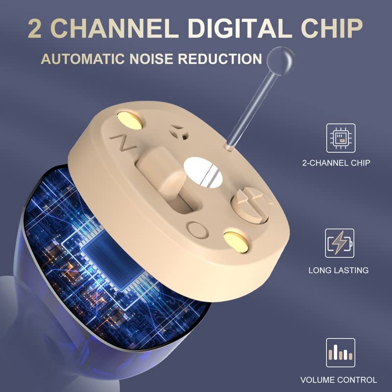 Bluetooth Hearing Aids with Noise Reduction Rechargeable Battery and Behind the Ear Design