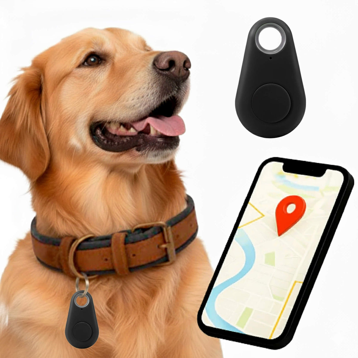 Bluetooth Pet Tracker with Keyring Real-Time GPS Location Tracking Tag