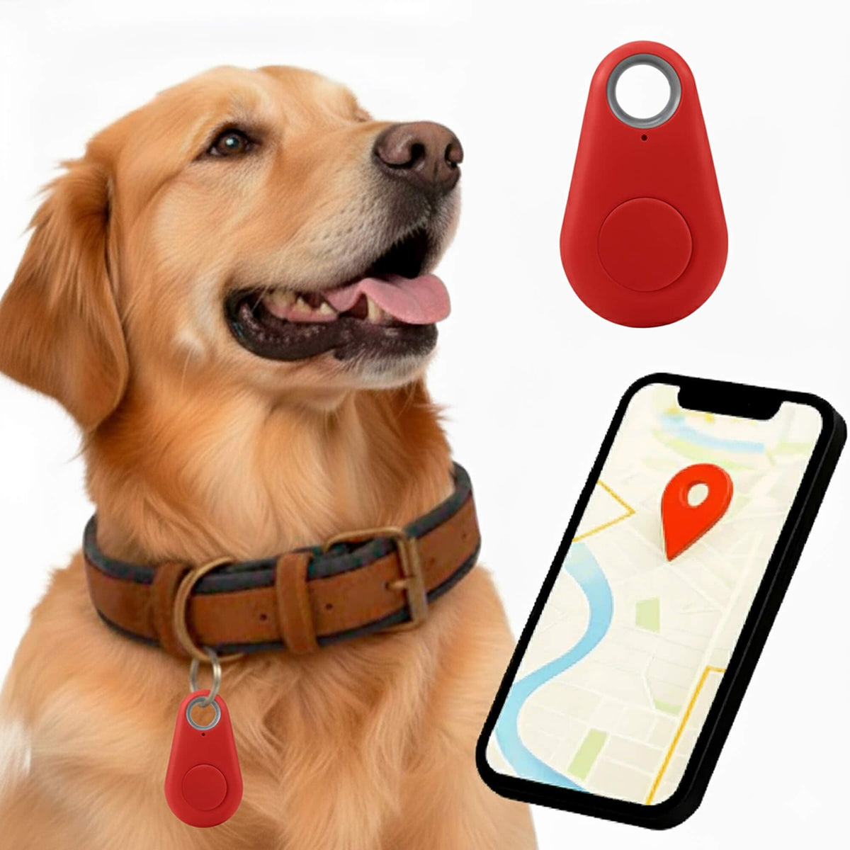 Bluetooth Pet Tracker with Keyring Real-Time GPS Location Tracking Tag