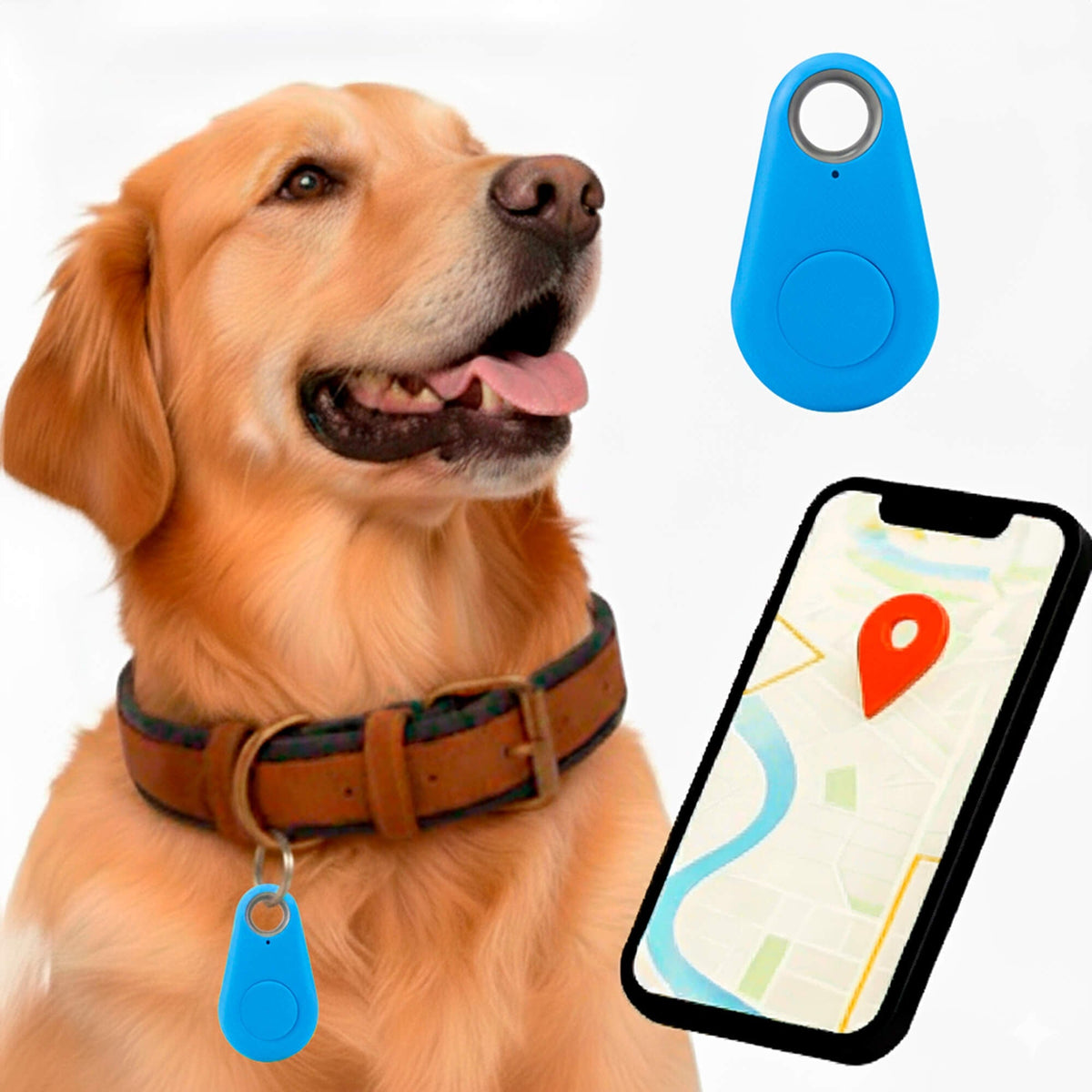 Bluetooth Pet Tracker with Keyring Real-Time GPS Location Tracking Tag