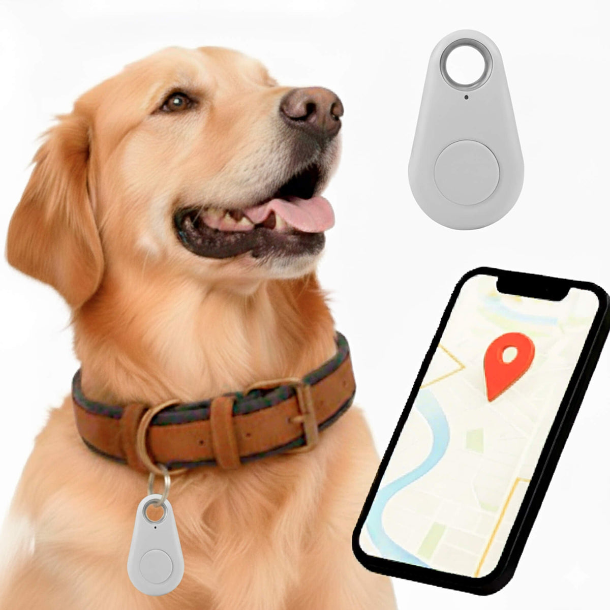 Bluetooth Pet Tracker with Keyring Real-Time GPS Location Tracking Tag