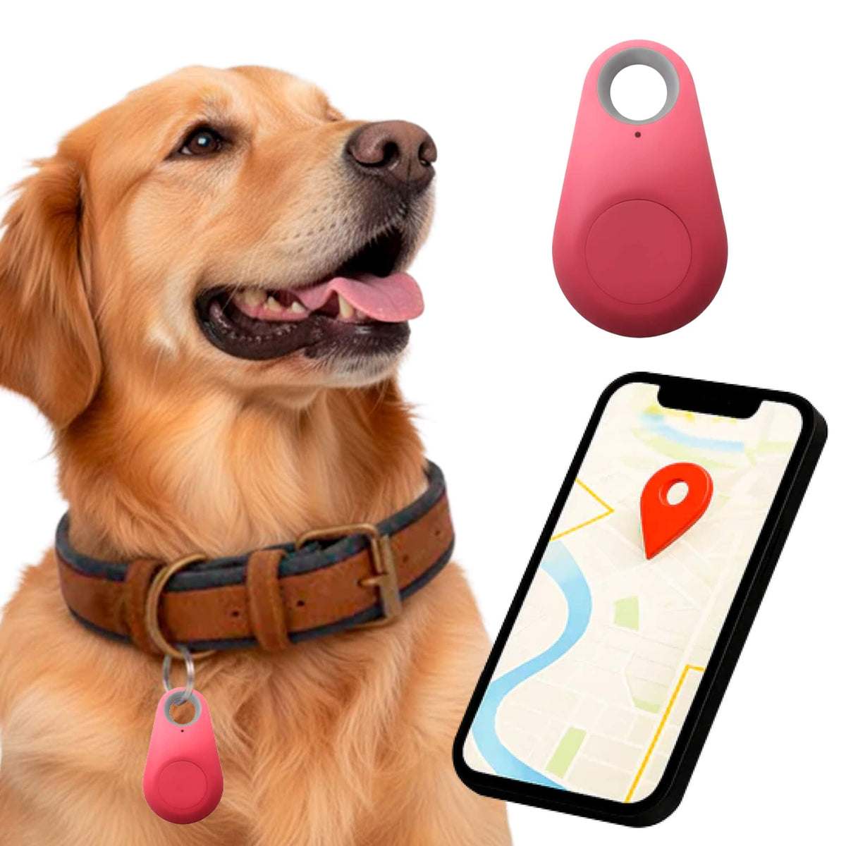 Bluetooth Pet Tracker with Keyring Real-Time GPS Location Tracking Tag