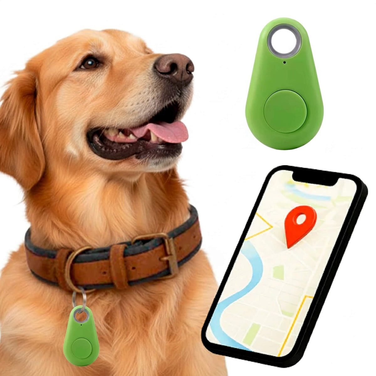 Bluetooth Pet Tracker with Keyring Real-Time GPS Location Tracking Tag