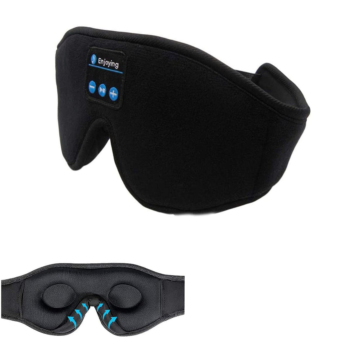 Bluetooth Sleep Mask with 100% Blackout Eye Cups Memory Foam and Built-In Speakers Silk