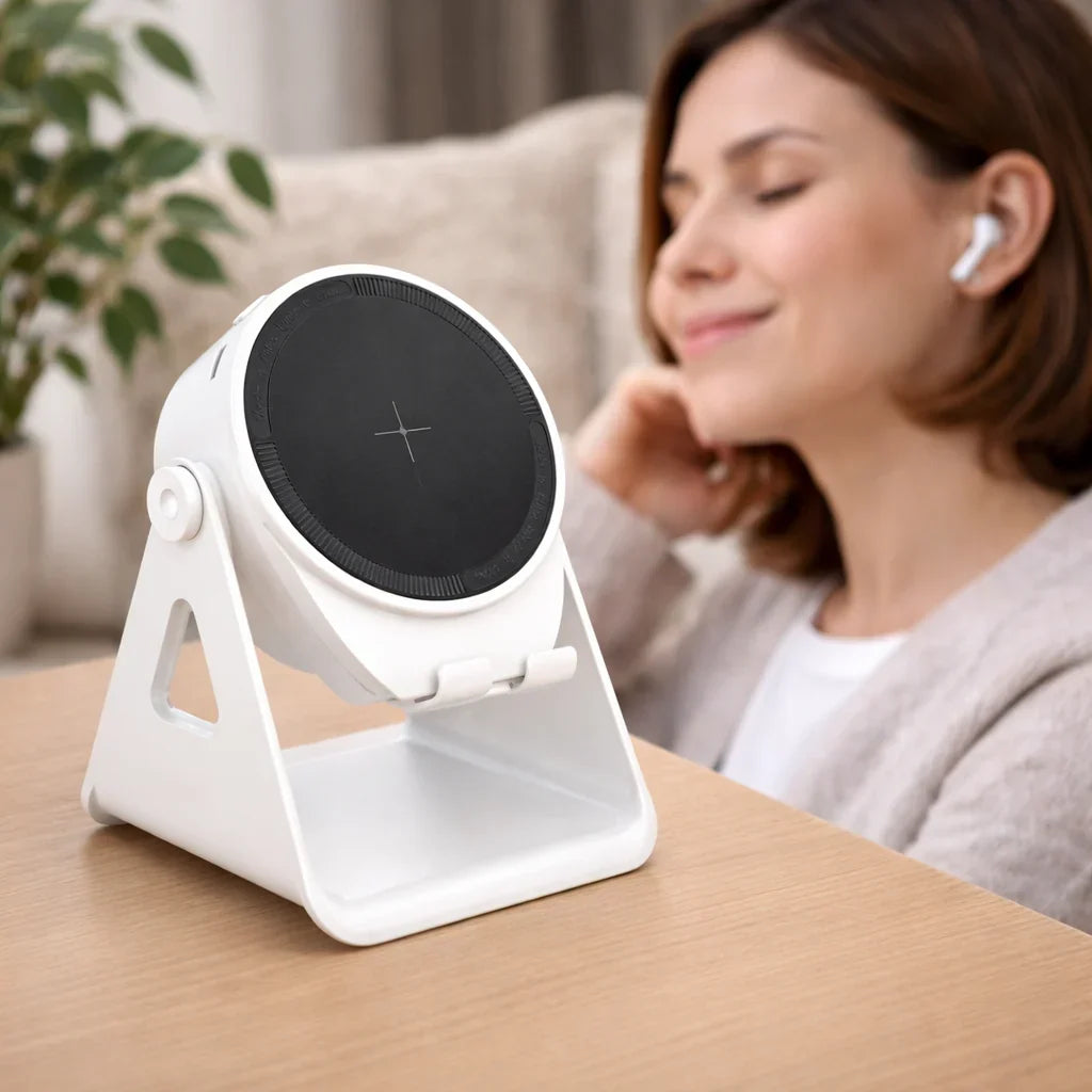 Bluetooth Speaker Phone Stand | Wireless Charger & Adjustable Angle