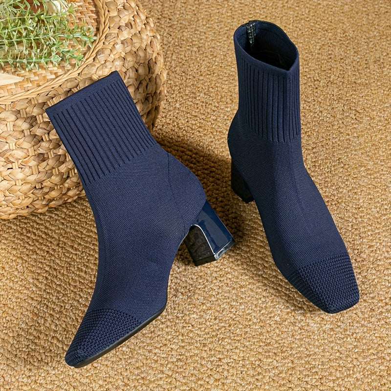 Honeysuckle | Knit Block Heel Ankle Boots