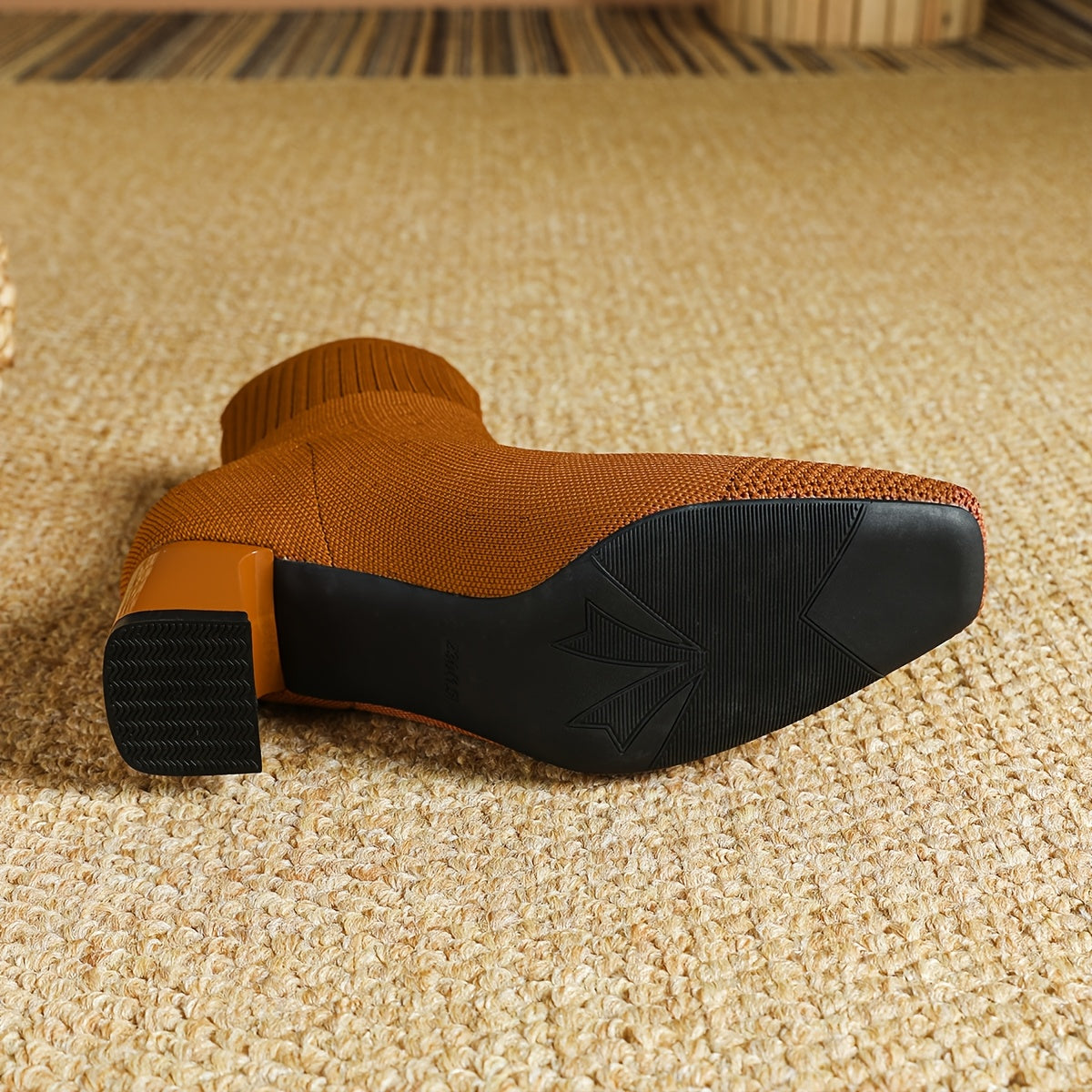 Honeysuckle | Knit Block Heel Ankle Boots