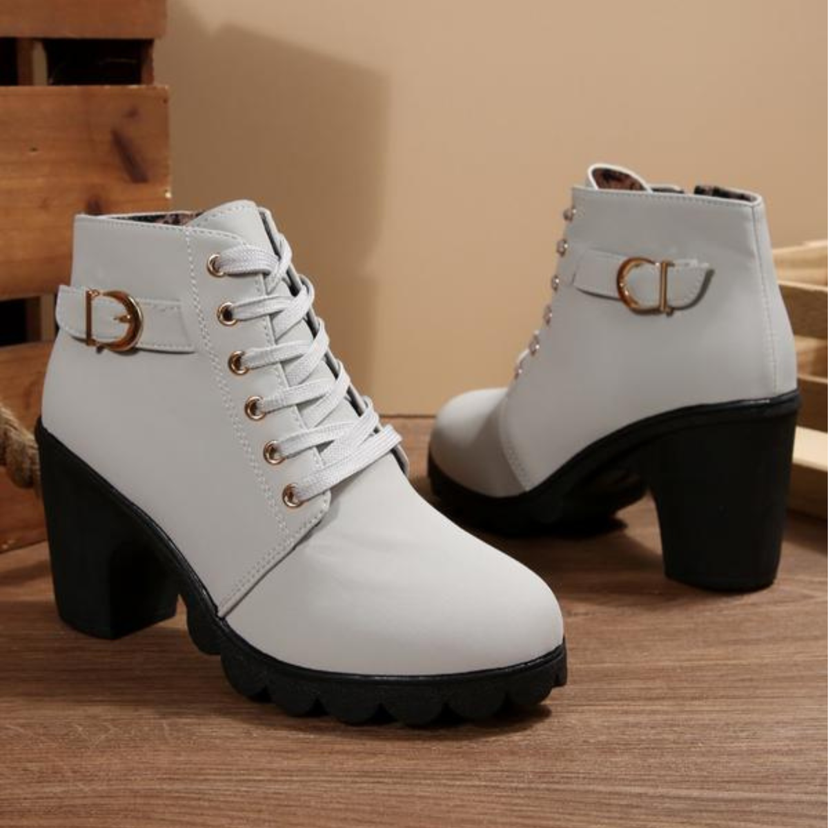 Ursula | Lace-Up Block Heel Ankle Boots