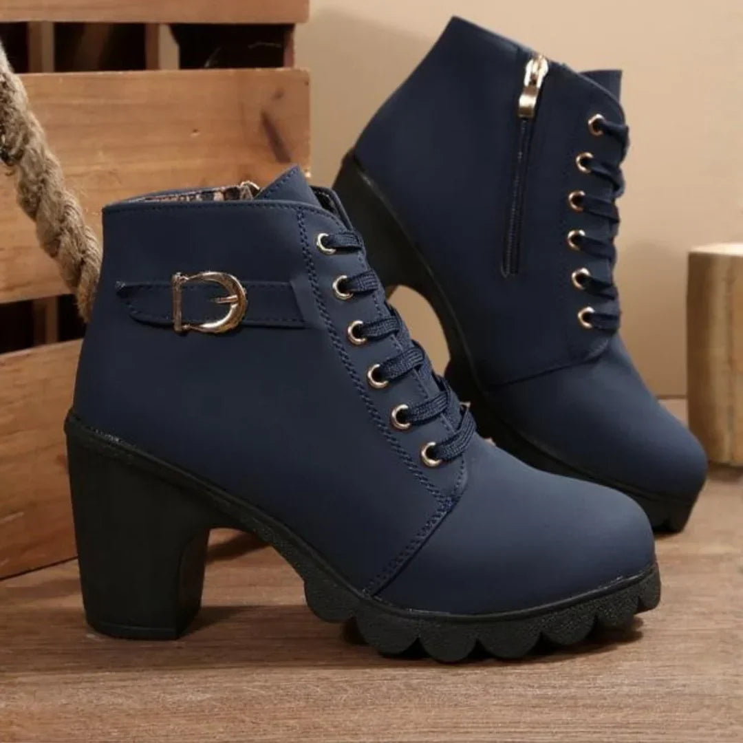 Ursula | Lace-Up Block Heel Ankle Boots