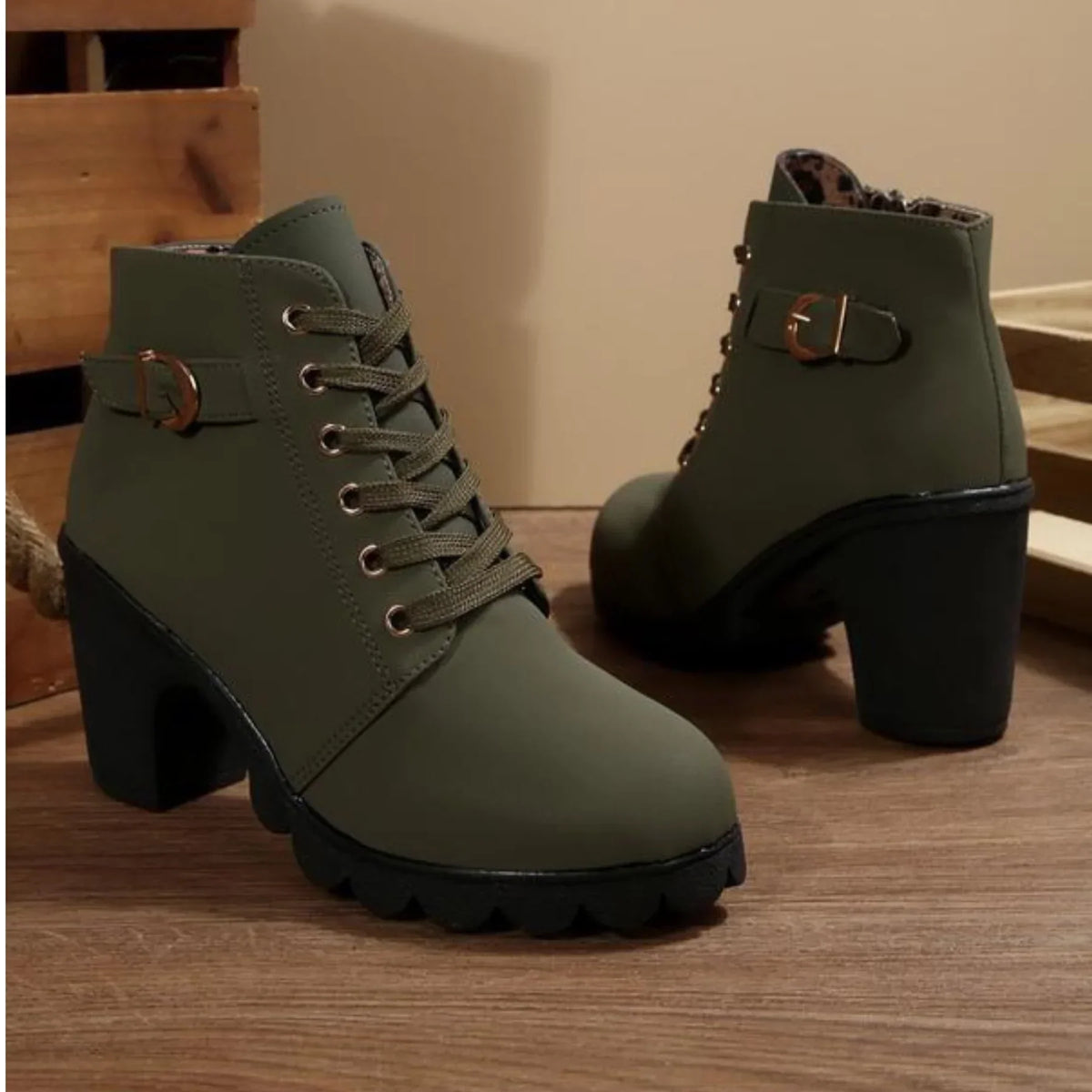 Ursula | Lace-Up Block Heel Ankle Boots