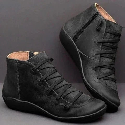 Women's Faux Leather Ankle Boots | Side Zip & Cushioned Insole