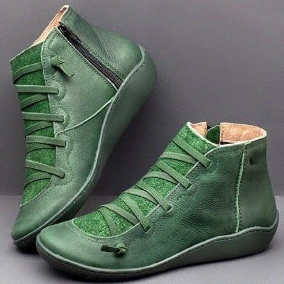 Women's Faux Leather Ankle Boots | Side Zip & Cushioned Insole
