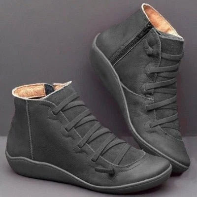 Women's Faux Leather Ankle Boots | Side Zip & Cushioned Insole