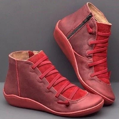 Women's Faux Leather Ankle Boots | Side Zip & Cushioned Insole