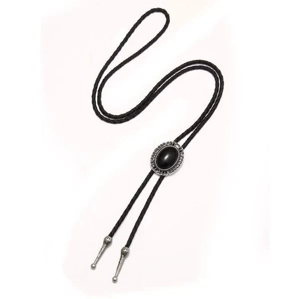 Bolo Tie | Silver-Tone Floral Slide & Adjustable Leather Cord