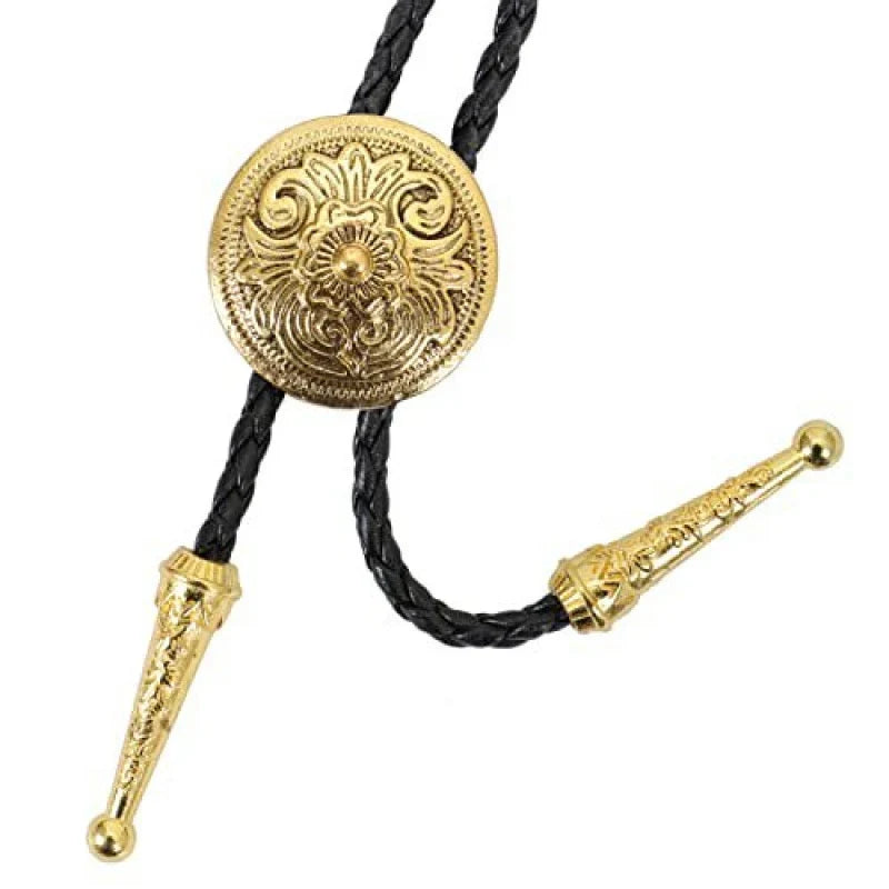 Bolo Tie | Silver-Tone Floral Slide & Adjustable Leather Cord