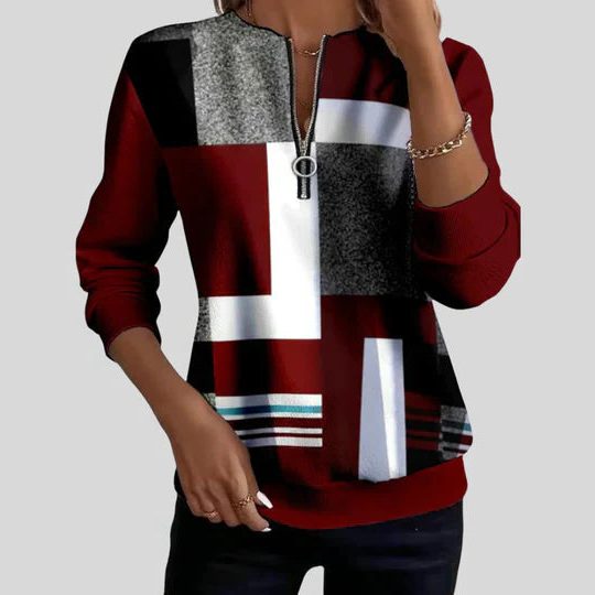 Bonaventura | Women's Geometric Print Zip-Up Sweatshirt
