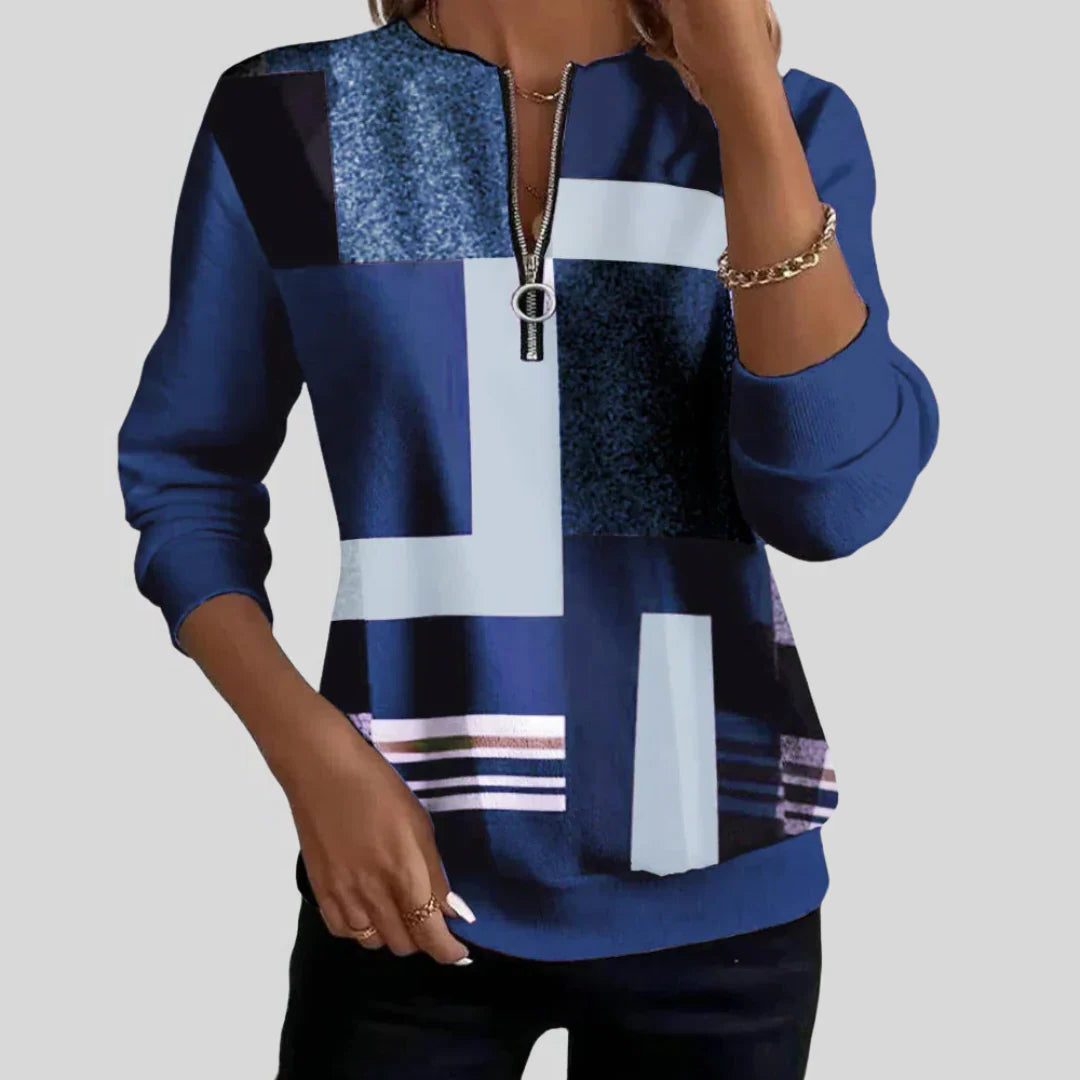 Bonaventura | Women's Geometric Print Zip-Up Sweatshirt