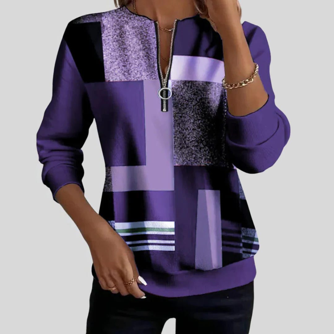Bonaventura | Women's Geometric Print Zip-Up Sweatshirt