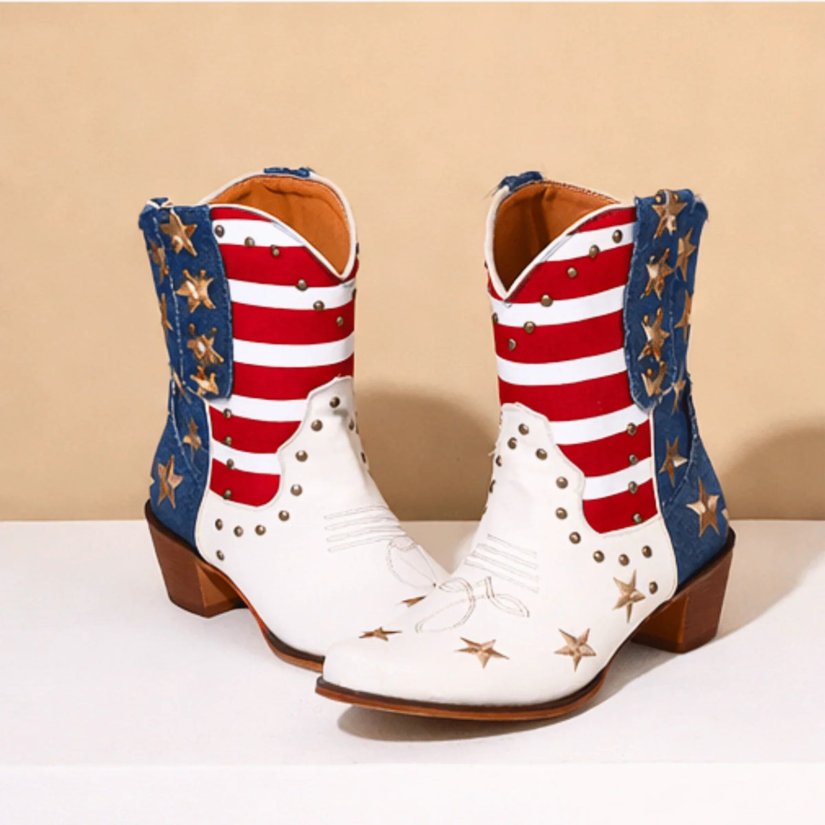 Women's Western Ankle Boots | Embroidered Block Heel