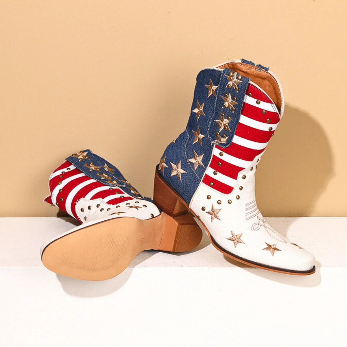 Women's Western Ankle Boots | Embroidered Block Heel