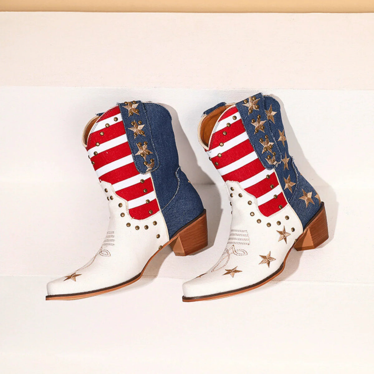 Women's Western Ankle Boots | Embroidered Block Heel