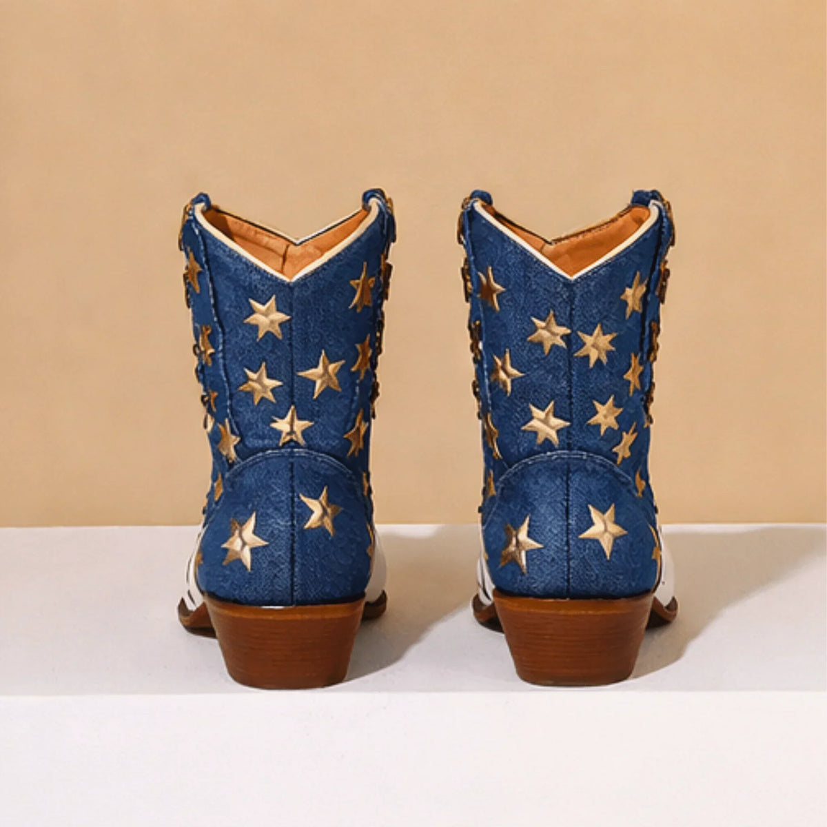 Women's Western Ankle Boots | Embroidered Block Heel