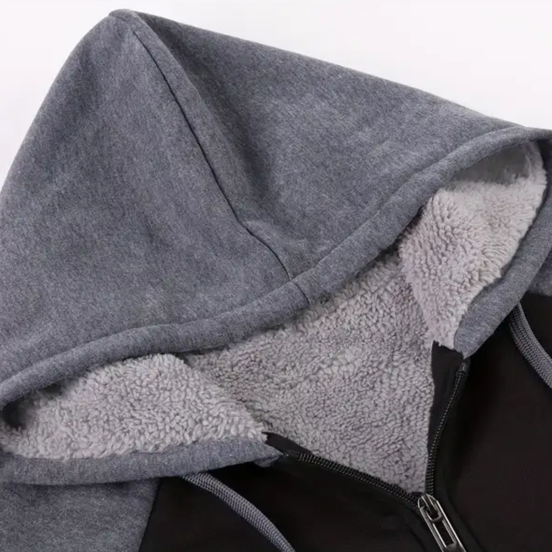 Elias | Men's Sherpa Lined Zip Up Hoodie Sweatshirt Winter