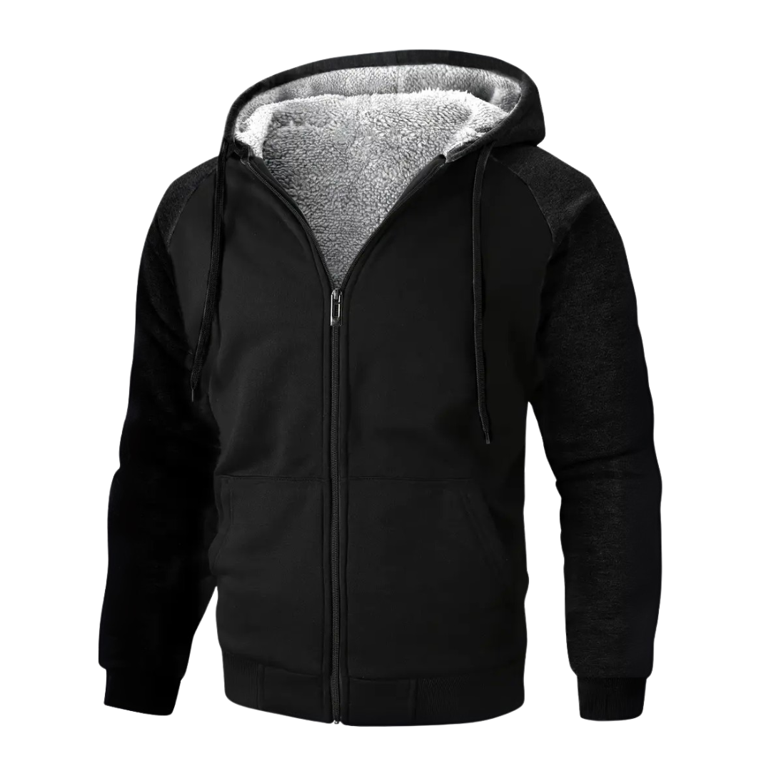 Elias | Men's Sherpa Lined Zip Up Hoodie Sweatshirt Winter