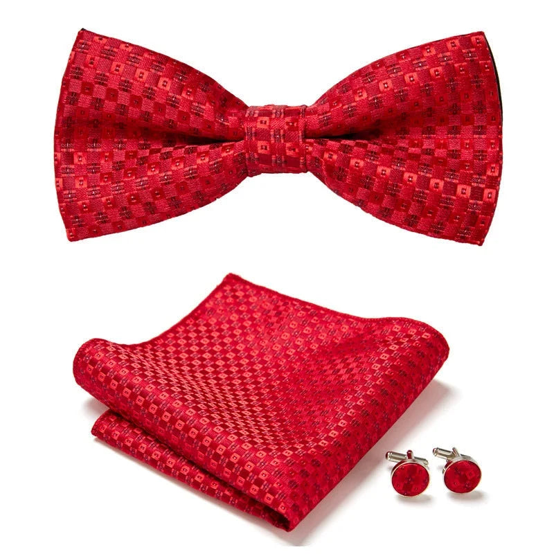 Bow Tie Set | Floral Print & Hand-Sewn Polyester | 3-Piece