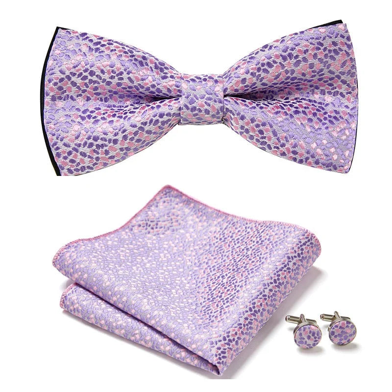 Bow Tie Set | Floral Print & Hand-Sewn Polyester | 3-Piece