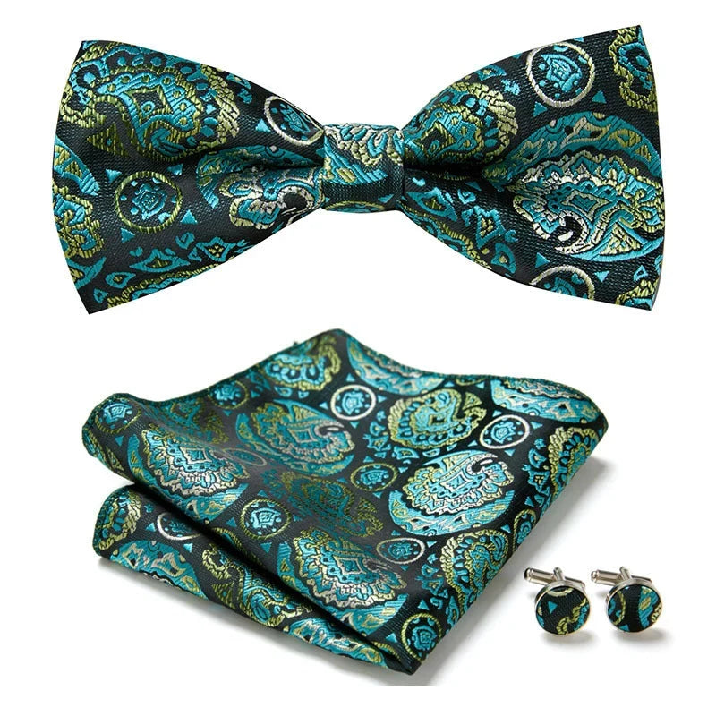 Bow Tie Set | Floral Print & Hand-Sewn Polyester | 3-Piece