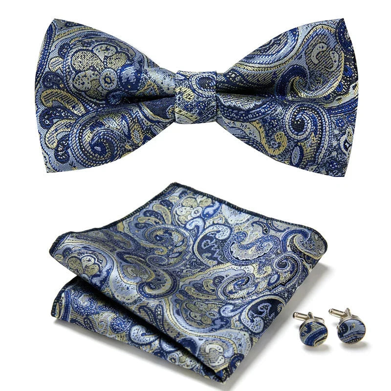 Bow Tie Set | Floral Print & Hand-Sewn Polyester | 3-Piece