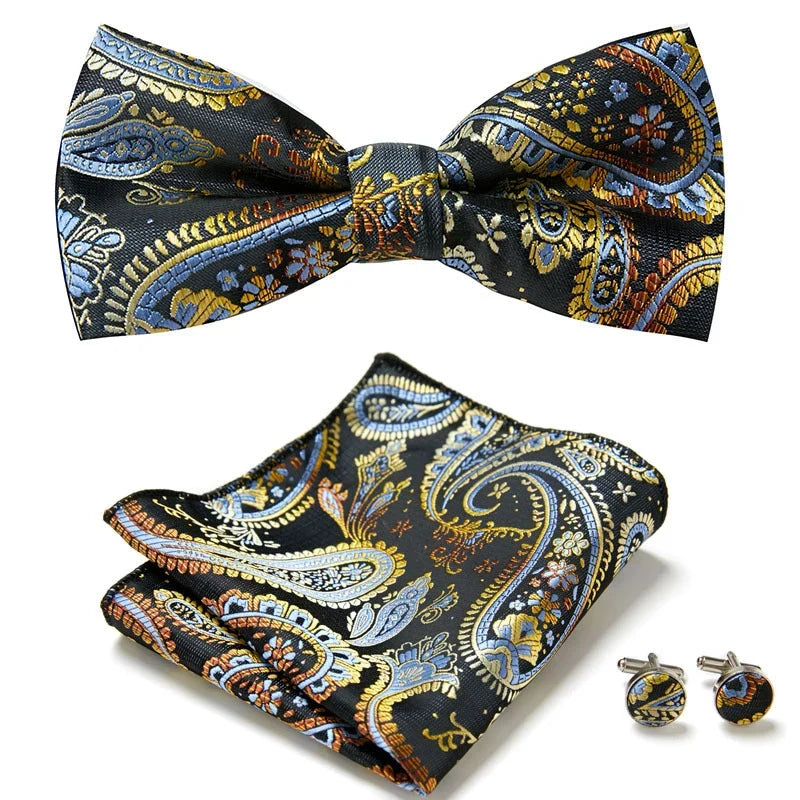 Bow Tie Set | Floral Print & Hand-Sewn Polyester | 3-Piece