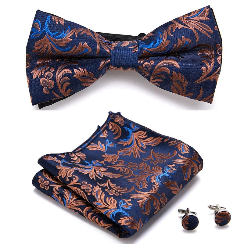 Bow Tie Set | Floral Print & Hand-Sewn Polyester | 3-Piece