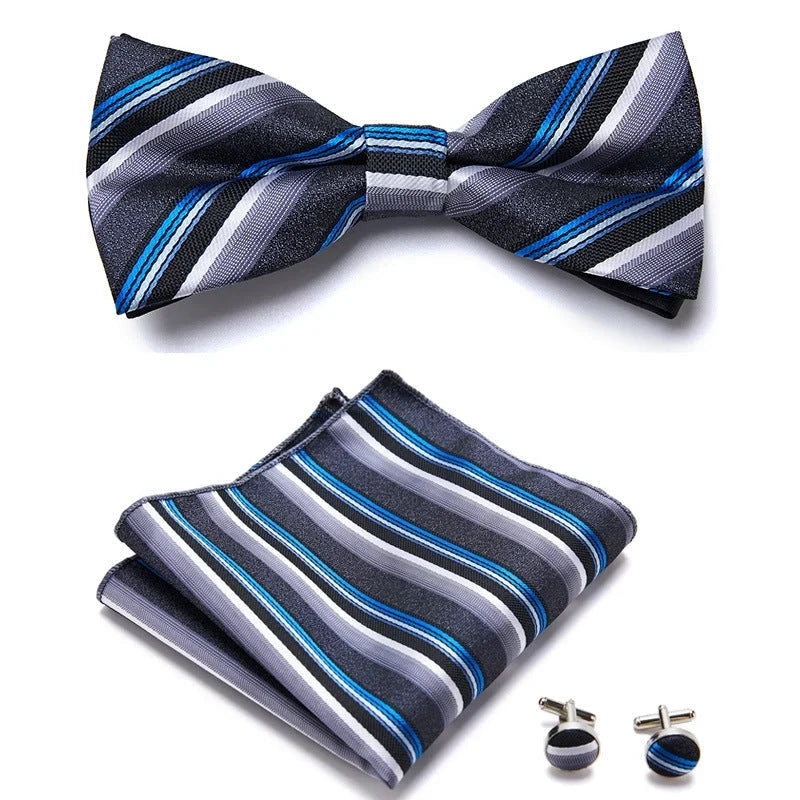 Bow Tie Set | Floral Print & Hand-Sewn Polyester | 3-Piece