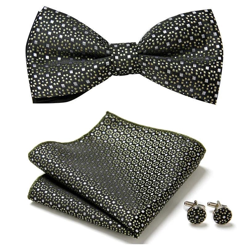 Bow Tie Set | Floral Print & Hand-Sewn Polyester | 3-Piece
