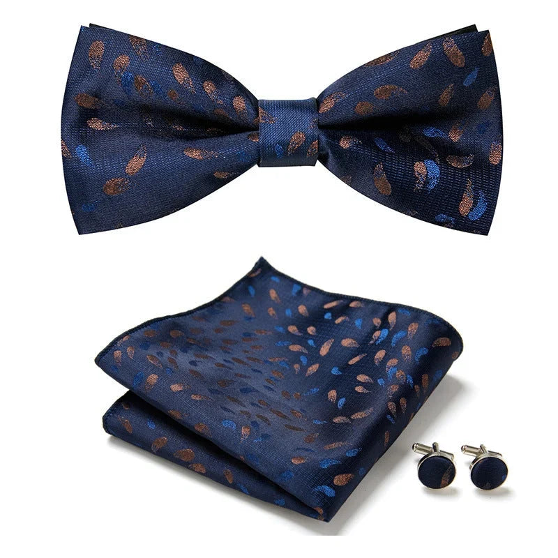 Bow Tie Set | Floral Print & Hand-Sewn Polyester | 3-Piece