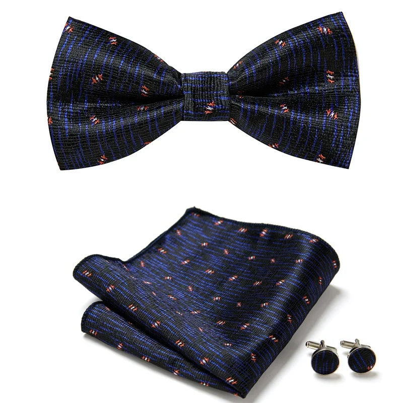 Bow Tie Set | Floral Print & Hand-Sewn Polyester | 3-Piece