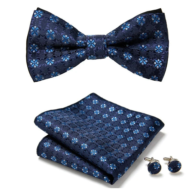 Bow Tie Set | Floral Print & Hand-Sewn Polyester | 3-Piece