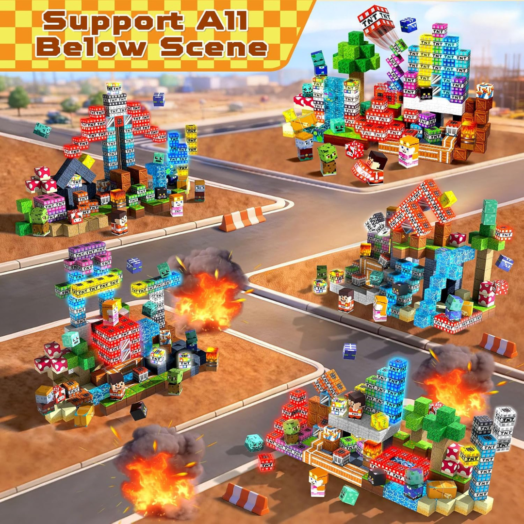 Boys' Magnetic Building Blocks with Light-Up Cubes and Childrens Toys