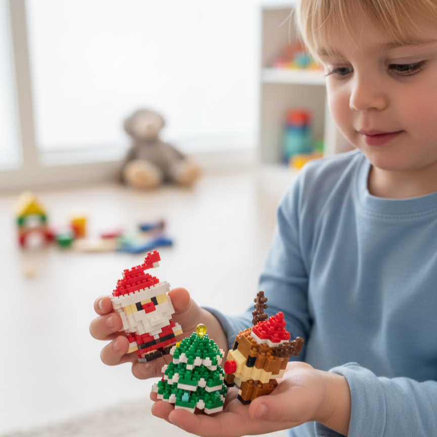 Boys' Micro Building Blocks with Magnetic and Mini Sets Interlocking Stud Design
