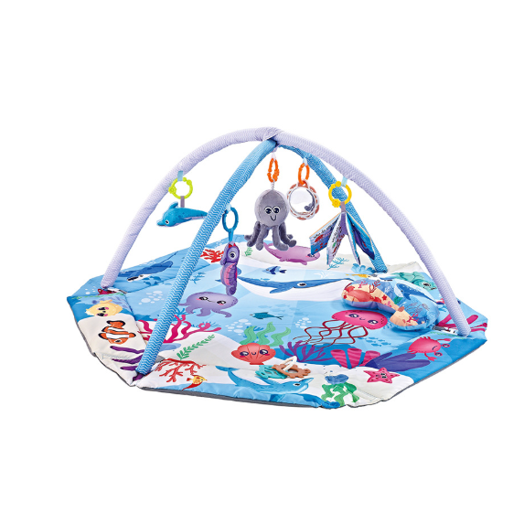 Play Mat Gym with Overhead Arches and Hanging Toys