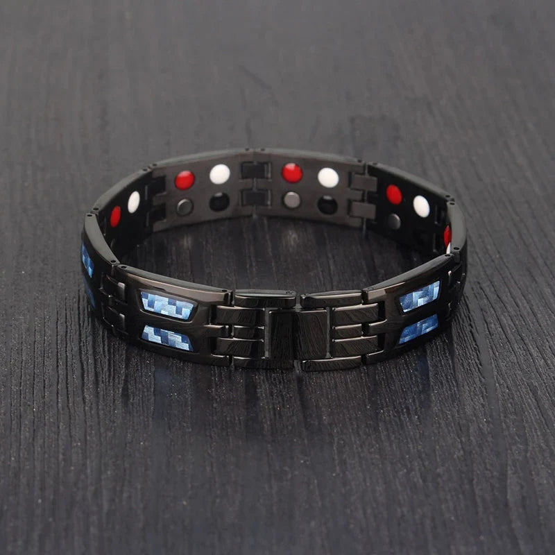 Bracelet | Titanium Magnetic With Blue Gem | Adjustable 21 cm
