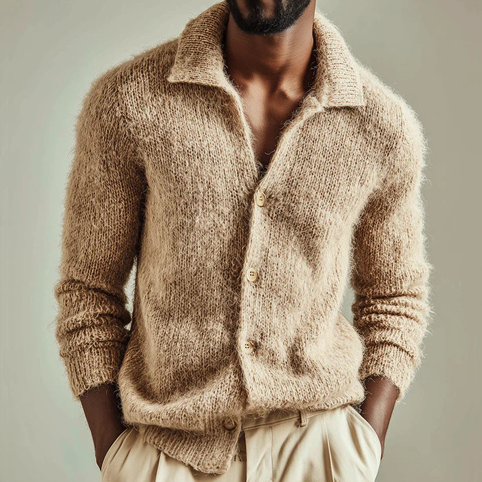 Brayan - Men's Knit Button-Up Cardigan with Collar