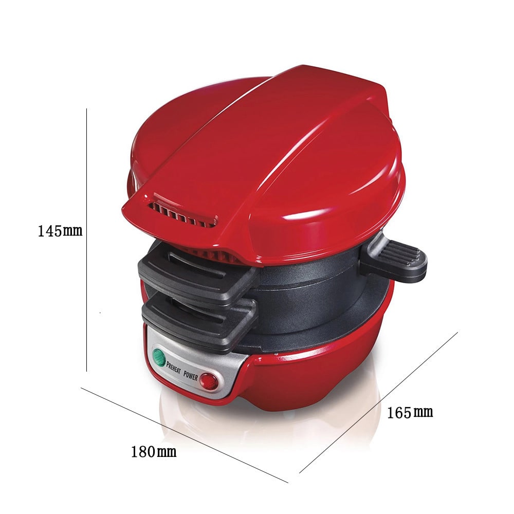 Breakfast Sandwich Maker and Panini Press Machine with Nonstick Plates and Hinged Design